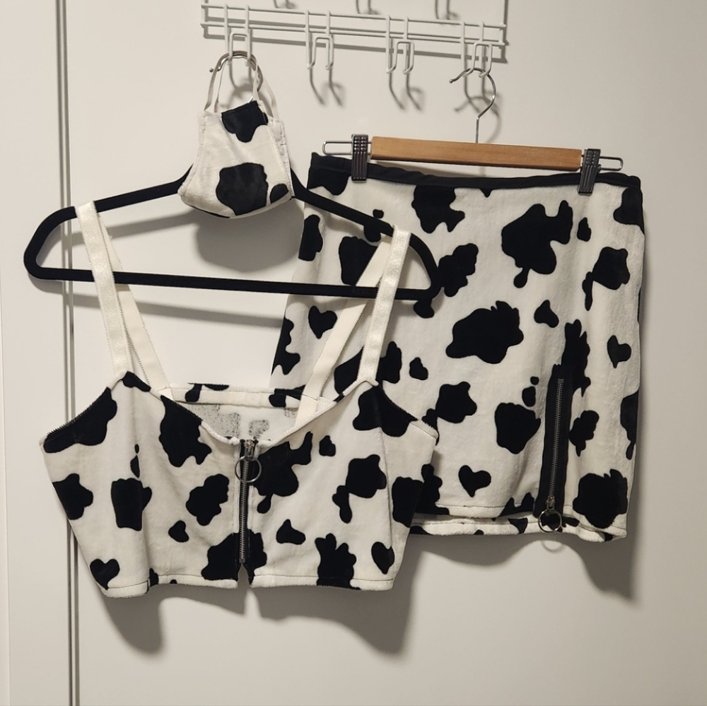 Handmade Fuzzy Cow Print Set or Costume